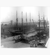 Póster Vintage Ships at Dock NYC Photograph (1908)