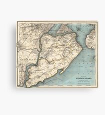 Vintage Map of Staten Island NY (1896) Canvas Print