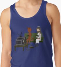 Jesus And Devil Playing Video Games Pixel Art Tank Top
