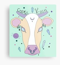 Cosmic Vegan Cow. Metal Print