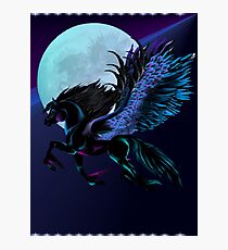 Black Pegasus and Blue Moon Photographic Print