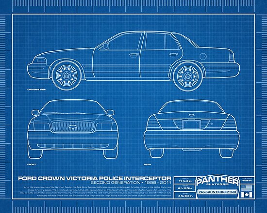 Ford Crown Victoria Police Interceptor Blueprint Poster By Norcalwwr Redbubble 7857