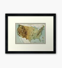 Vintage United States Physical Features Map (1915) Framed Print