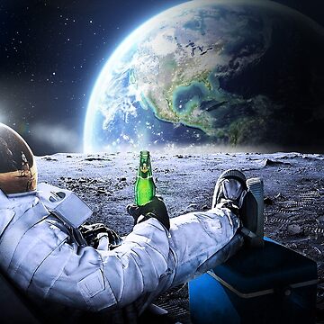 Artwork thumbnail, Astronaut on the Moon with beer ⛔ HQ-quality, BESTSELLER by SynthWave1950