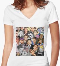 Leonardo DiCaprio Collage Women's Fitted V-Neck T-Shirt