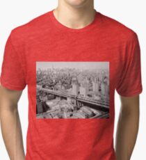 Camiseta de tejido mixto Manhattan Black and White Photograph