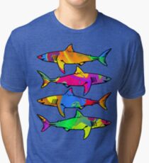 Colorful Sharks Tri-blend T-Shirt