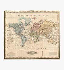 Vintage Map of The World (1823) 2 Photographic Print