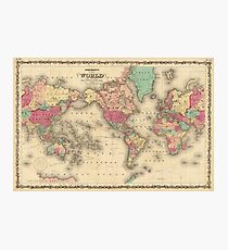 Vintage Map of The World (1860) Photographic Print