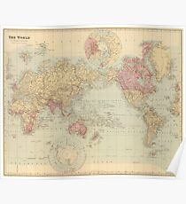 Vintage Map of The World (1901) Poster