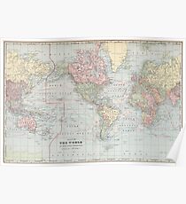 Vintage World Map (1901) Poster