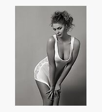 Beautiful blond girl standing in wet tee-shirt Photographic Print