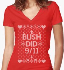 BUSH DID 9/11 Women's Fitted V-Neck T-Shirt