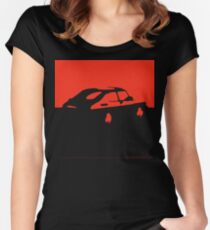 Camiseta entallada de cuello ancho Saab 900, 1990 - Rojo sobre carbón