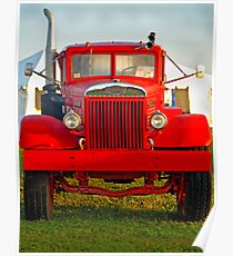 Old Big Red Truck Poster