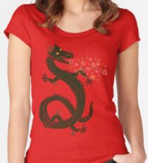 Drache, Blumenatmung Tailliertes Rundhals-Shirt