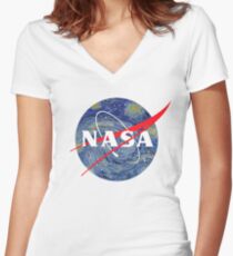 NASA starry night Women's Fitted V-Neck T-Shirt