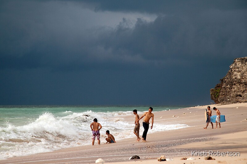 Playing In The Waves On Dreamland Beach Bali Art Print