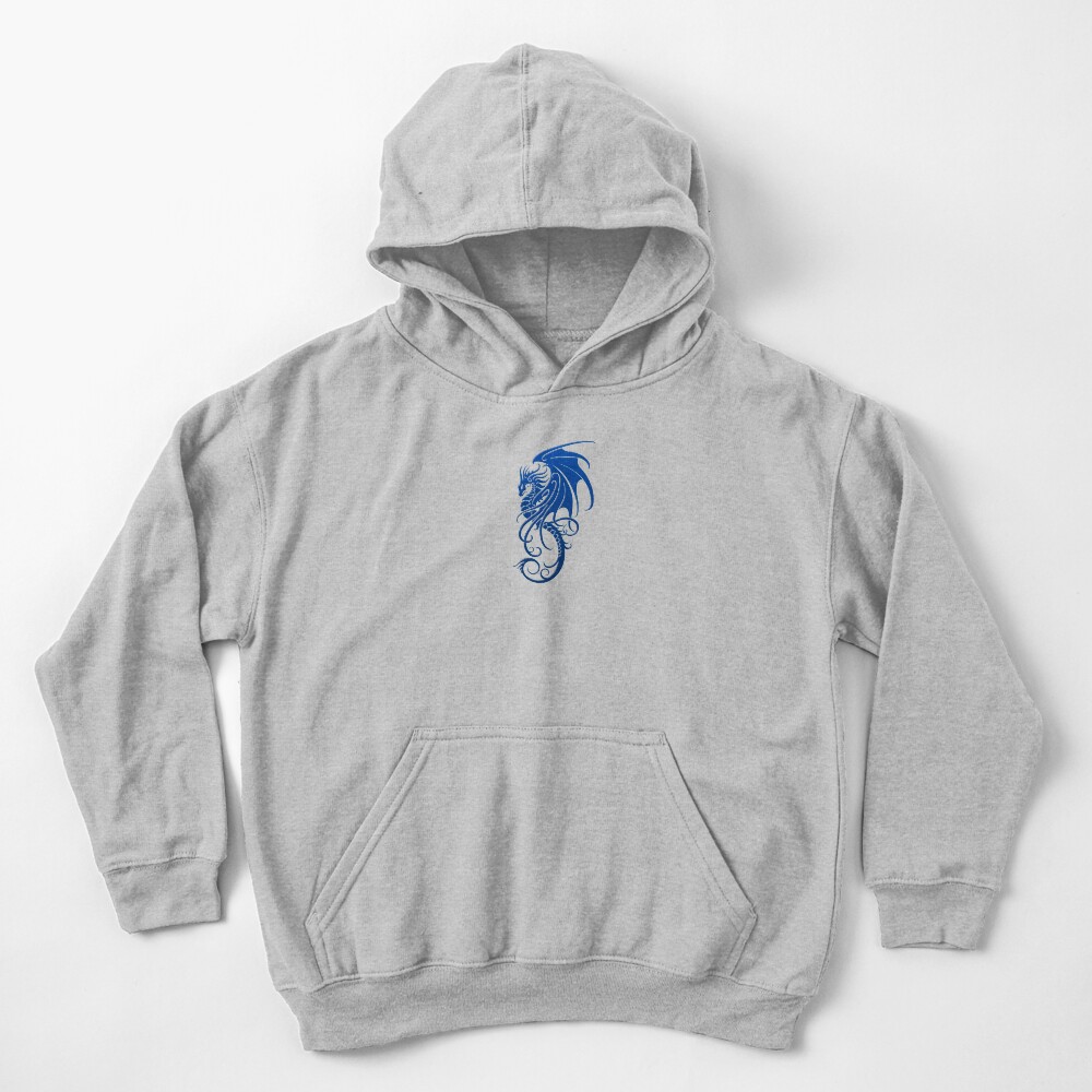 Flying Blue Tribal Dragon Kids Pullover Hoodie
