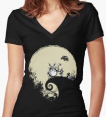 Neighbour Before Christmas - Totoro Women's Fitted V-Neck T-Shirt