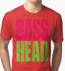 Bass Head (magenta/neon green) Tri-blend T-Shirt