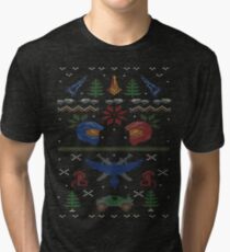 Ugly Red vs Blue Christmas Sweater Tri-blend T-Shirt