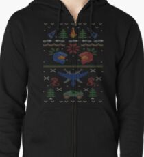 Ugly Red vs Blue Christmas Sweater Zipped Hoodie