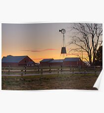 Wispy Clouds and a Windmill Poster