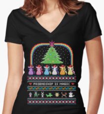Happy Hearth's Warming Sweater Women's Fitted V-Neck T-Shirt