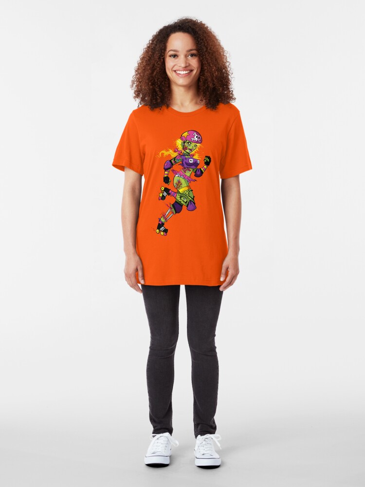 Alternate view of Zombie Derby Doll Slim Fit T-Shirt