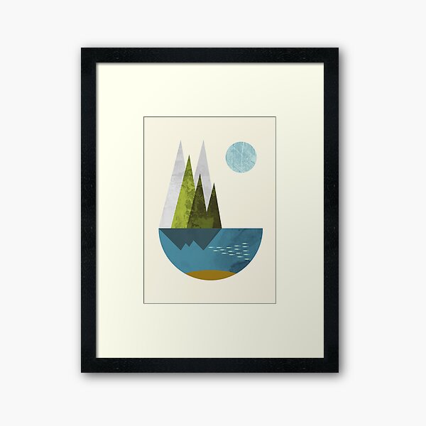 Earth, geometric print Framed Art Print