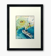 USCGC CHASE Helicopter Lighthouse Map Cathy Peek Framed Print