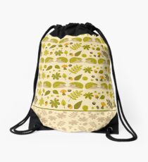 Hedgehogs in the Green Fall Drawstring Bag