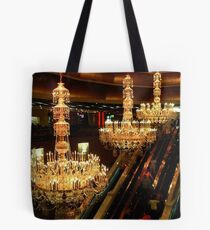 The Amazing Chandeliers at the Trump Taj Mahal, Atlantic City NJ - gold tint Tote Bag