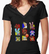 Five Nights at Freddy's Gang Women's Fitted V-Neck T-Shirt