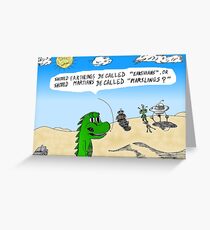 Earthlings or Marslings cartoon Greeting Card