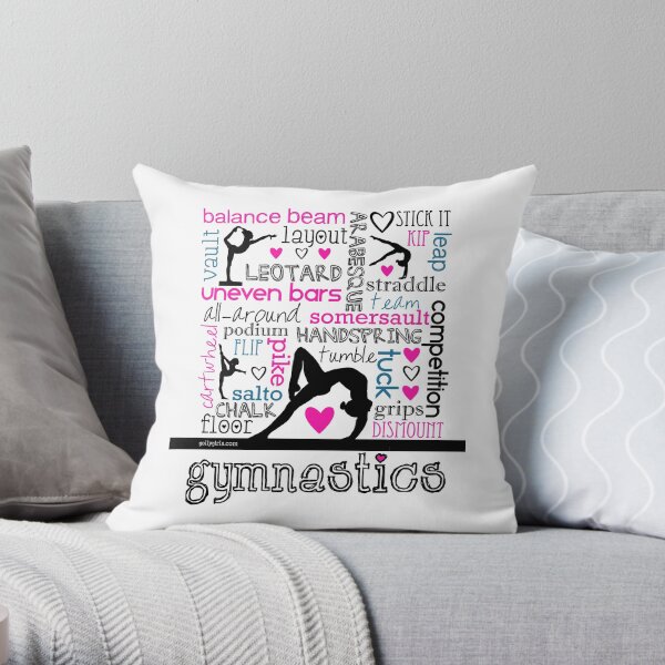 Gymnastics Tri-Color Typography Throw Pillow