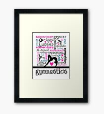 Gymnastics Tri-Color Typography Framed Print