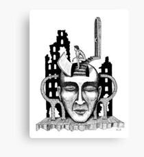 Decision surreal black and white pen ink drawing Canvas Print
