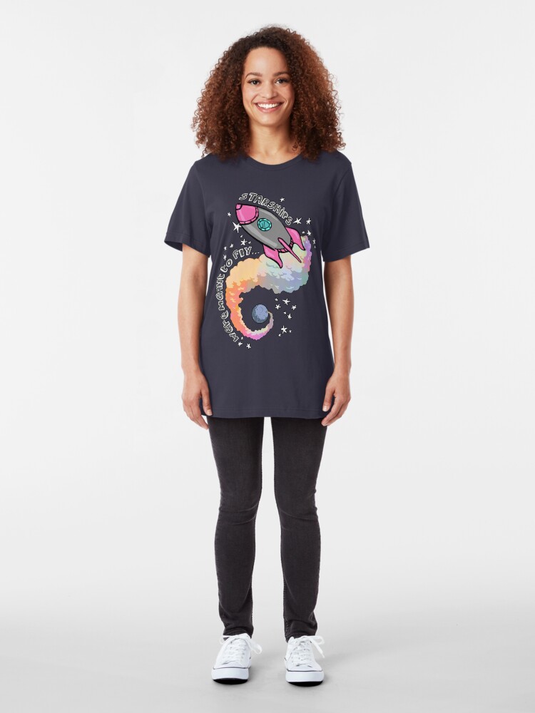 Alternate view of Starships Were Meant To Fly! Slim Fit T-Shirt