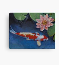 Koi and Water Lily Canvas Print