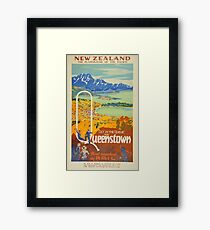 Vintage Queenstown New Zealand Travel Framed Print