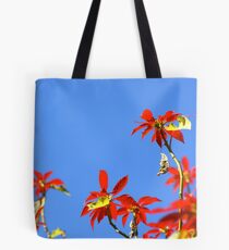 Flowers in Red and Blue Tote Bag
