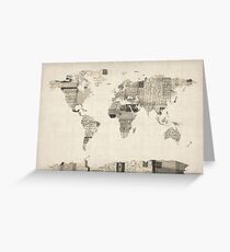 Map of the World Map from Old Postcards Greeting Card