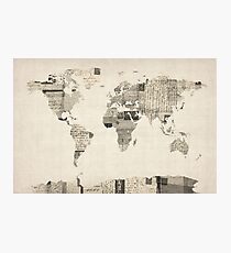 Map of the World Map from Old Postcards Photographic Print
