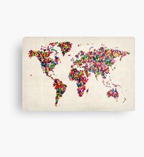Butterflies Map of the World Map Metal Print