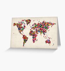 Butterflies Map of the World Map Greeting Card