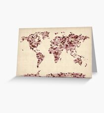 Love Hearts Map of the World Map Greeting Card