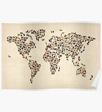 Cats Map of the World Map Poster