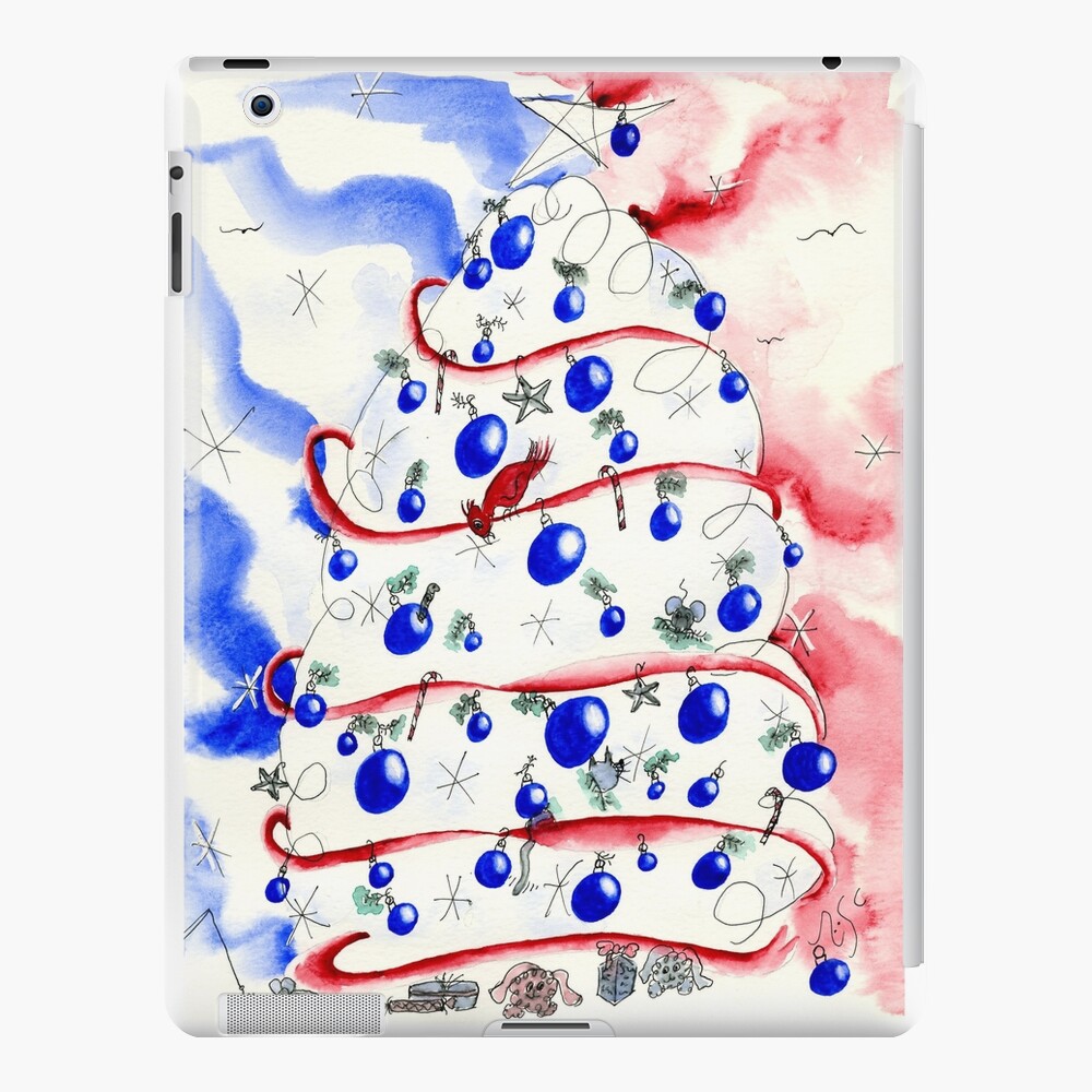 Red White And Blue Christmas Tree Ipad Case Skin By